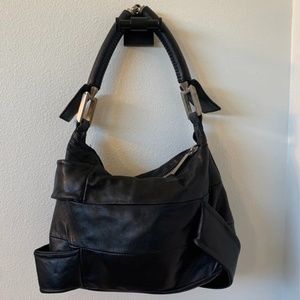 Fendi leather wrap shoulder bag.